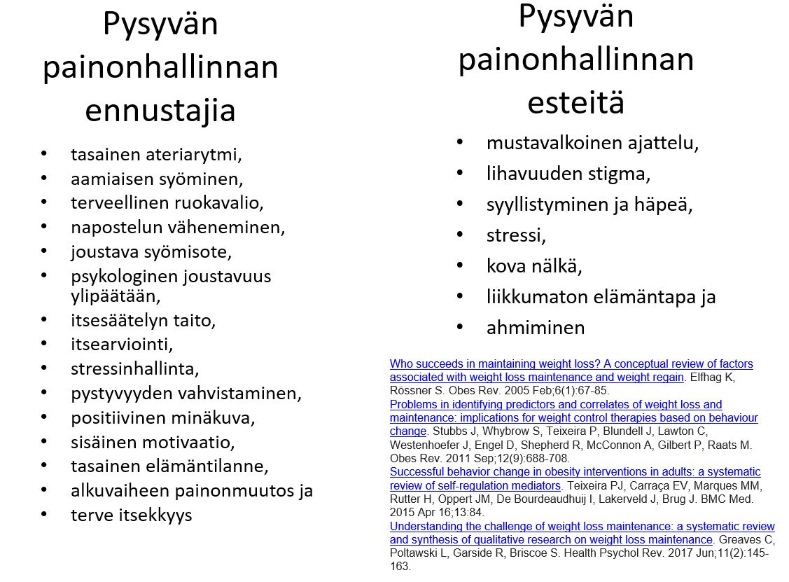 Pysyvän laihtumisen onnistumisprosentti