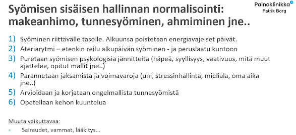 Onko painonhallinnan ja syömishaasteiden elintapahoito unohtumassa?